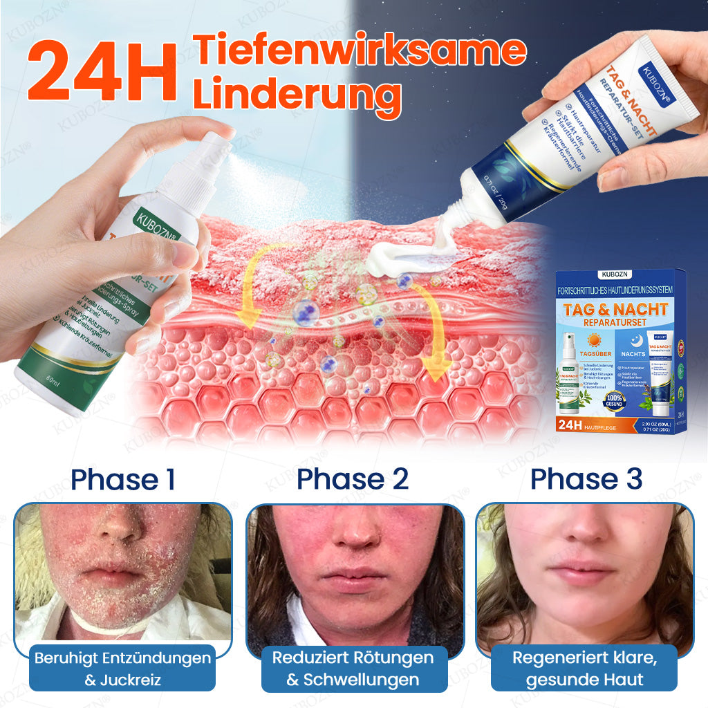 KUBOZN® Psoriasis Tag & Nacht System – 100% steroidfrei gegen Schuppen & Plaque