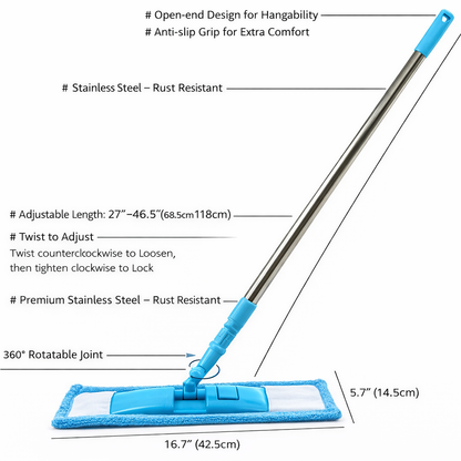 KUBOZN® Detachable Coral Fleece Flat Mop with Stainless Steel Handle