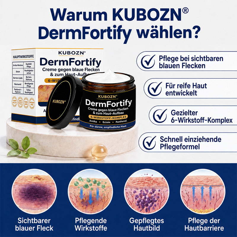 Kubozn® DermFortify – Spezial-Creme gegen blaue Flecken & zum Haut-Aufbau bei dünner, empfindlicher Haut