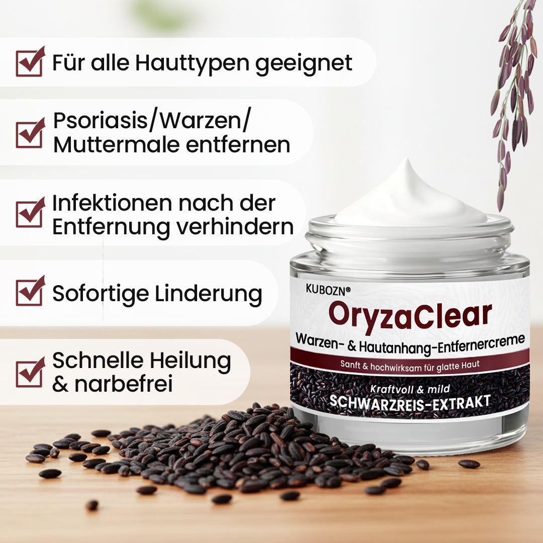 ⭐ KUBOZN® OryzaClear – Schwarzreis-Extrakt Creme gegen Hautanhänge & raue Stellen – sanft, pflanzlich & sichtbar wirksam  🅱︎