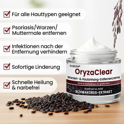 ⭐ KUBOZN® OryzaClear – Schwarzreis-Extrakt Creme gegen Hautanhänge & raue Stellen – sanft, pflanzlich & sichtbar wirksam  🅱︎