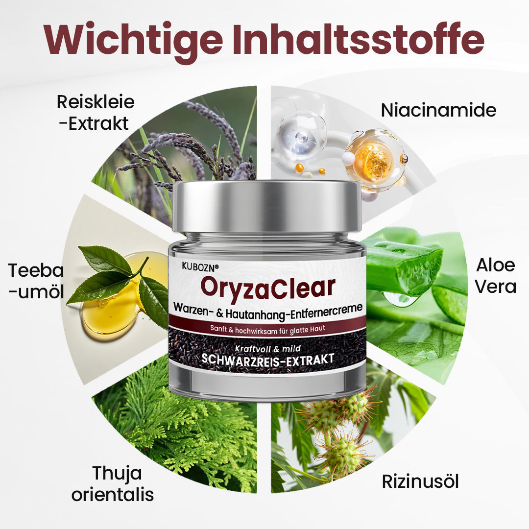 ⭐ KUBOZN® OryzaClear – Schwarzreis-Extrakt Creme gegen Hautanhänge & raue Stellen – sanft, pflanzlich & sichtbar wirksam  🅱︎