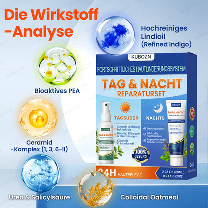 KUBOZN® Psoriasis Tag & Nacht System – 100% steroidfrei gegen Schuppen & Plaque