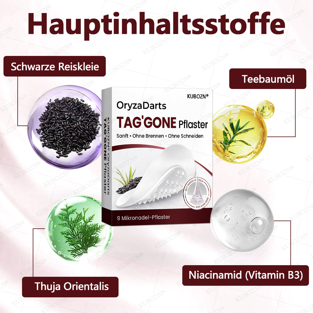 KUBOZN® OryzaDarts TAG’GONE – Schmerzfreie Entfernung an der Wurzel dank Schwarzer-Reis-Mikrotechnologie ✨