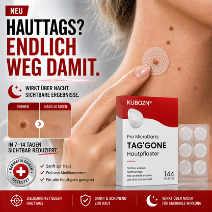 KUBOZN® Pro MicroDarts TAG'Gone Hautpflaster zur Skin-Tag-Entfernung  🅱︎