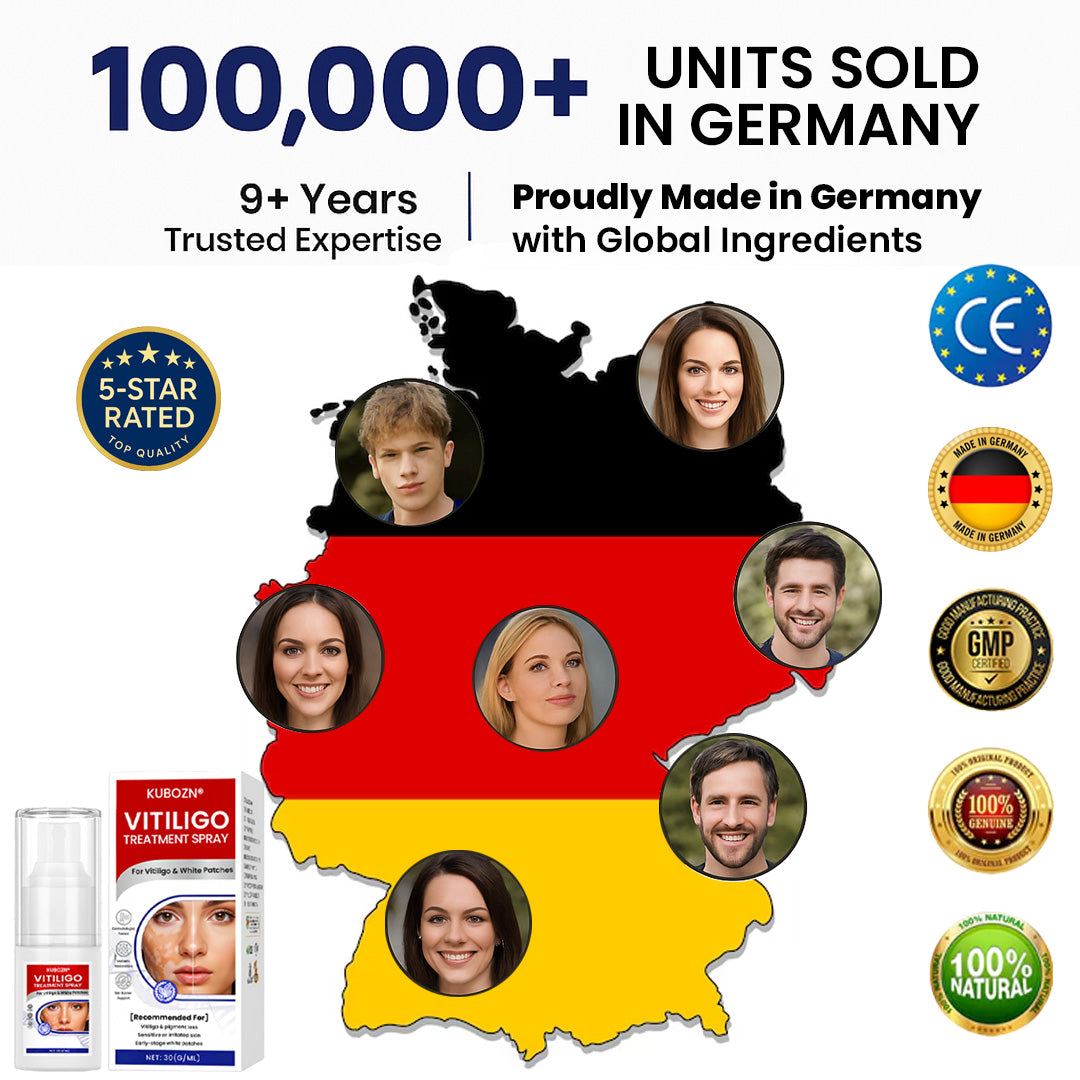 KUBOZN® Spray gegen Vitiligo — Dermatologisch getestet, pflanzlich & steroidfrei  🅱︎