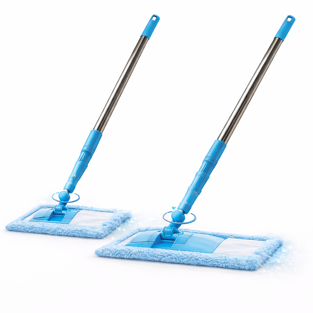 KUBOZN® Detachable Coral Fleece Flat Mop with Stainless Steel Handle